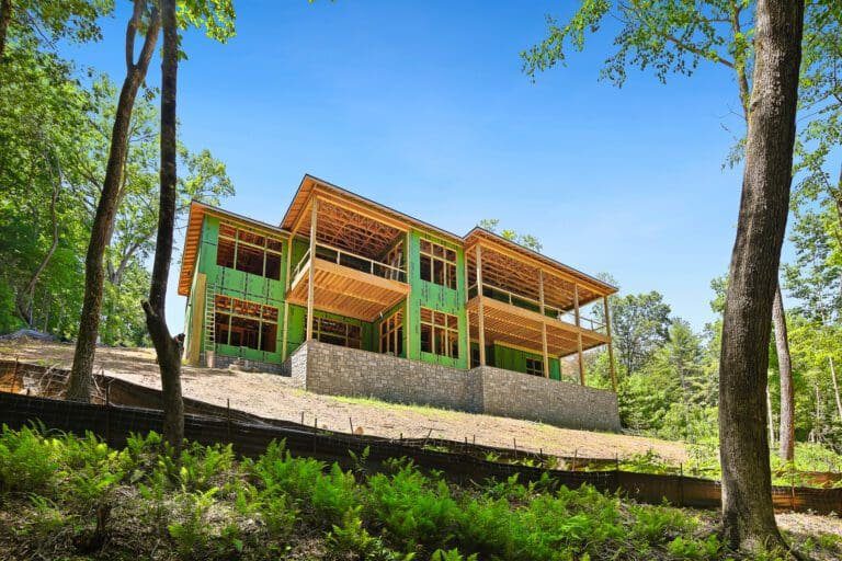 Blending Centuries-Old Materials with Contemporary Design: A Timeless Fusion. Big Hills Construction Custom Home Builder in Asheville, North Carolina
